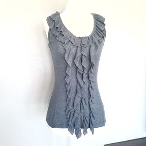 Edge Charcoal Zipper and Ruffled Tank Top M